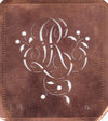LR - Alte Schablone aus Kupferblech mit klassischem verschlungenem Monogramm 