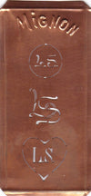 LS - Hübsche alte Kupfer Schablone mit 3 Monogramm-Ausführungen