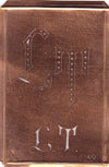 LT - Interessante alte Kupfer-Schablone zum Sticken von Monogrammen