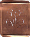 LV - Hübsche alte Kupfer Schablone mit 3 Monogramm-Ausführungen