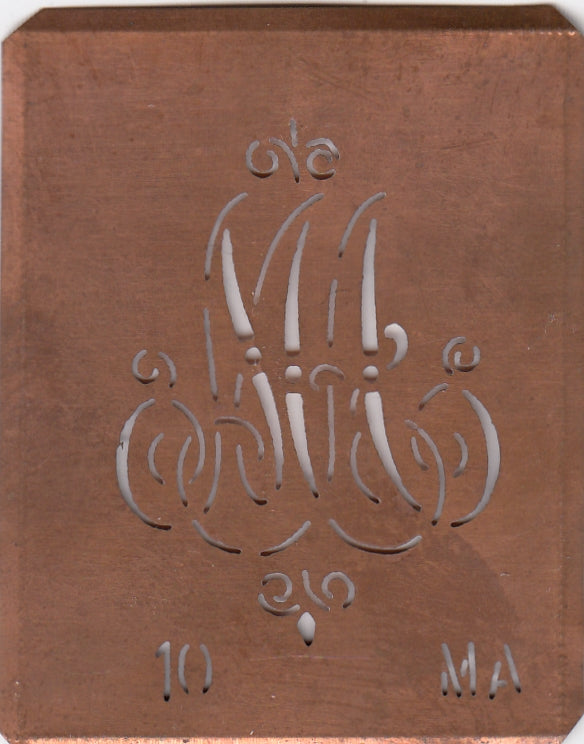 MA - Alte Monogrammschablone aus Kupfer