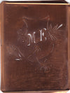 ME - Seltene Stickvorlage - Uralte Wäscheschablone mit Wappen - Medaillon