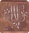 MN - Alte Schablone aus Kupferblech mit klassischem verschlungenem Monogramm 