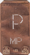 MP - Kleine Monogramm-Schablone in Jugendstil-Schrift