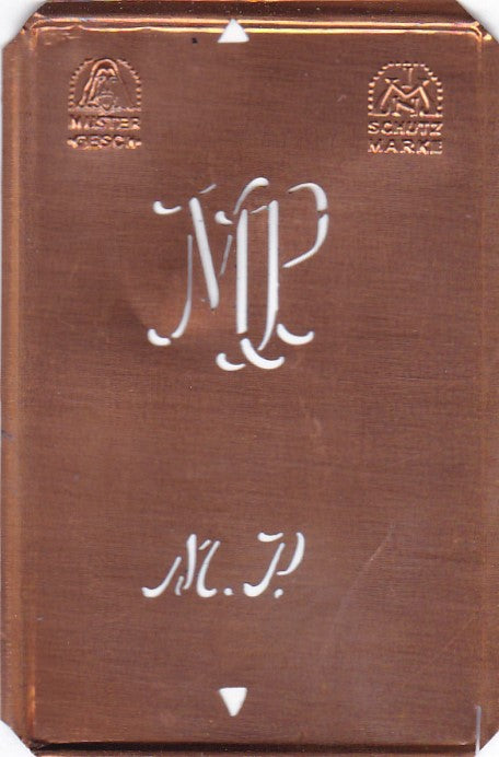 MP - Alte Monogramm Schablone zum Sticken