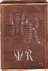 MR - Interessante alte Kupfer-Schablone zum Sticken von Monogrammen