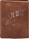 MU - Seltene Stickvorlage - Uralte Wäscheschablone mit Wappen - Medaillon