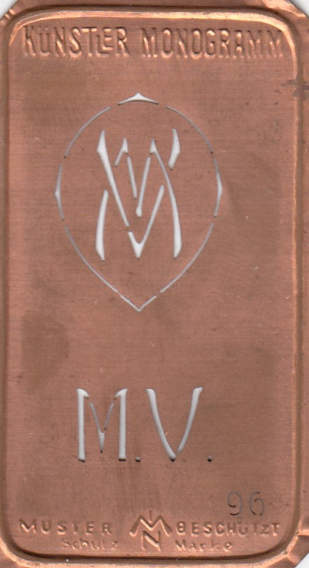 MV - Alte Jugendstil Stickschablone - Medaillon-Design