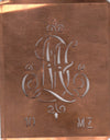 MZ - Alte Monogrammschablone aus Kupfer