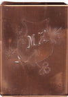 MZ - Seltene Stickvorlage - Uralte Wäscheschablone mit Wappen - Medaillon