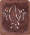 OA - Alte Schablone aus Kupferblech mit klassischem verschlungenem Monogramm 