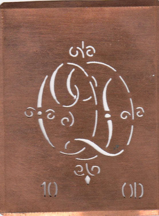 OD - Alte Monogrammschablone aus Kupfer