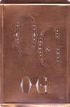 OG - Interessante alte Kupfer-Schablone zum Sticken von Monogrammen
