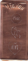 OG - Hübsche alte Kupfer Schablone mit 3 Monogramm-Ausführungen