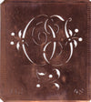 OJ - Alte Schablone aus Kupferblech mit klassischem verschlungenem Monogramm 