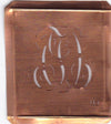 OJ - Hübsche alte Kupfer Schablone mit 3 Monogramm-Ausführungen