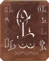 OL - Alte Kupferschablone mit 7 verschiedenen Monogrammen