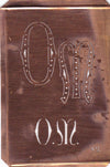 OM - Interessante alte Kupfer-Schablone zum Sticken von Monogrammen