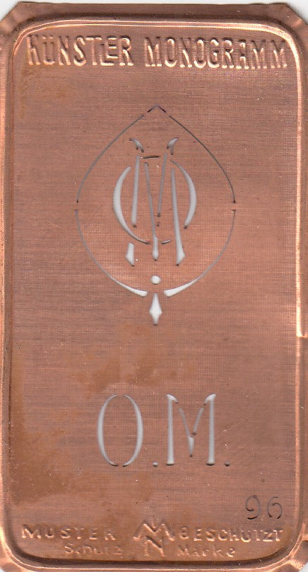 OM - Alte Jugendstil Stickschablone - Medaillon-Design