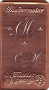 www.knopfparadies.de - OM - Alte Stickschablone mit 2 zarten Monogrammen