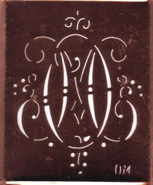 OM - Alte Monogramm Schablone mit Schnörkeln