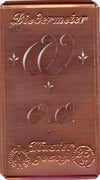www.knopfparadies.de - OO - Alte Stickschablone mit 2 zarten Monogrammen