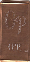 OP - Kupfer Schablone zum Sticken von 2 Monogrammen