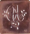 OU - Alte Schablone aus Kupferblech mit klassischem verschlungenem Monogramm 