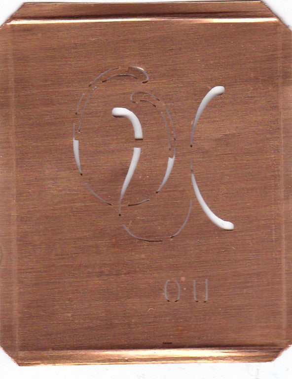 OU - 90 Jahre alte Stickschablone für hübsche Handarbeits Monogramme