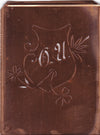 OU - Seltene Stickvorlage - Uralte Wäscheschablone mit Wappen - Medaillon