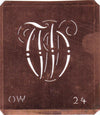 OW - Alte verschlungene Monogramm Schablone zum Sticken