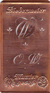 www.knopfparadies.de - OW - Alte Stickschablone mit 2 zarten Monogrammen