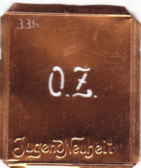 OZ - Kleine Monogramm Schablone zum Besticken von Herrenhemden