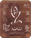 OZ - Alte Kupferschablone mit 7 verschiedenen Monogrammen