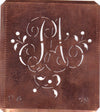 PA - Alte Schablone aus Kupferblech mit klassischem verschlungenem Monogramm 