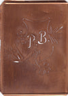 PB - Seltene Stickvorlage - Uralte Wäscheschablone mit Wappen - Medaillon