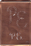 PE - Interessante alte Kupfer-Schablone zum Sticken von Monogrammen
