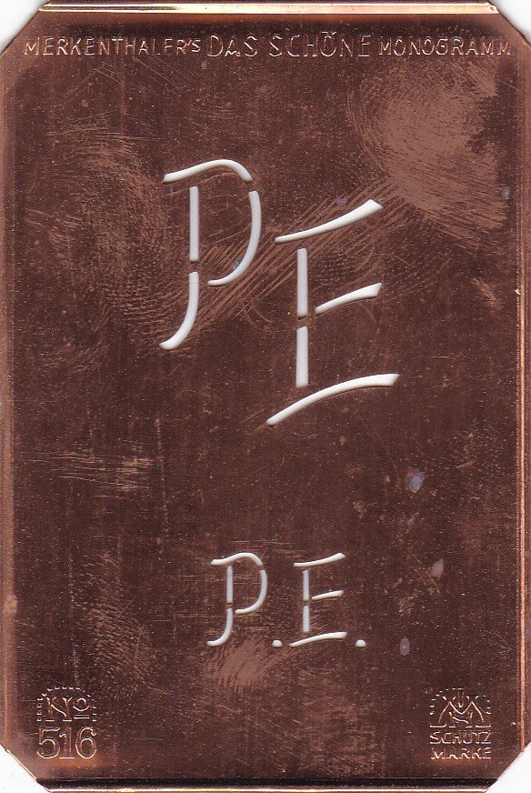 PE - Alte sachlich designte Monogrammschablone zum Sticken