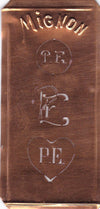 PE - Hübsche alte Kupfer Schablone mit 3 Monogramm-Ausführungen