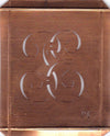 PE - Hübsche alte Kupfer Schablone mit 3 Monogramm-Ausführungen