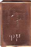 PF - Interessante alte Kupfer-Schablone zum Sticken von Monogrammen