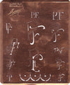 www.knopfparadies.de - PF - Antike Stickschablone aus Kupferblech