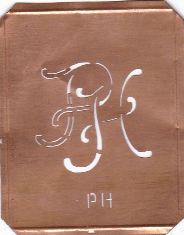 PH - 90 Jahre alte Stickschablone für hübsche Handarbeits Monogramme