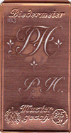 www.knopfparadies.de - PH - Alte Stickschablone mit 2 zarten Monogrammen