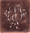 PJ - Alte Schablone aus Kupferblech mit klassischem verschlungenem Monogramm 