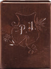 PJ - Seltene Stickvorlage - Uralte Wäscheschablone mit Wappen - Medaillon