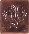 PK - Alte Schablone aus Kupferblech mit klassischem verschlungenem Monogramm 