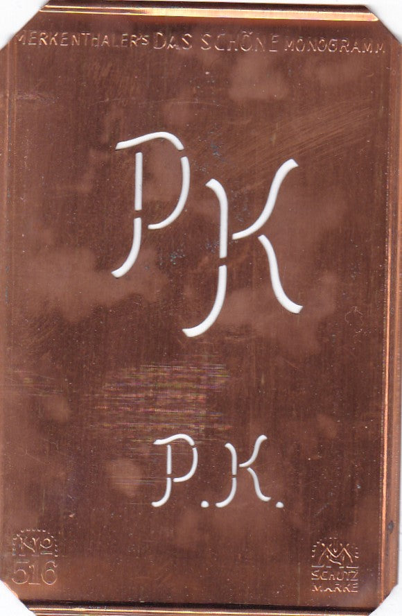 PK - Alte sachlich designte Monogrammschablone zum Sticken
