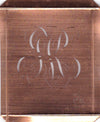 PK - Hübsche alte Kupfer Schablone mit 3 Monogramm-Ausführungen
