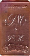 www.knopfparadies.de - PM - Alte Stickschablone mit 2 zarten Monogrammen